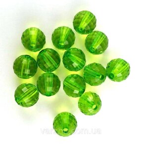 Пластикова намистина, гранована куля, світло зелена 10 мм, 500 г Код/Артикул 192 PB-0034_10_500