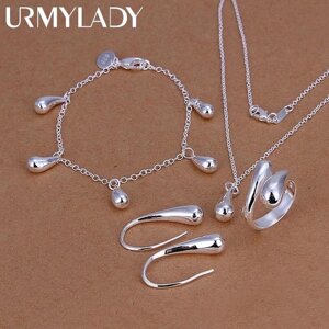 URMYLADY зі стерлінгового срібла 925 проби, весільні жіночі високоякісні класичні браслети-краплі, сережки,