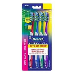 Набір м'яких зубних щіток для догляду за яснами (4 шт.), Toothbrush Criss Cross Gum Care Soft Set, Oral-B Під