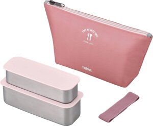 Термос Bento Box 2 рівня Slim Fresh Ланч-бокс 635 мл Пильно-рожевий DSA-604W DTP під замовлення з Японії за 30 днів,