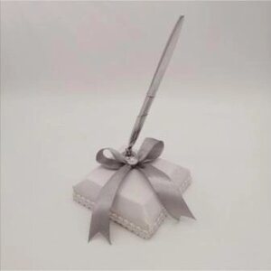 Весільна ручка для розпису, сріблястий бант Код/Артикул 84 0700-26