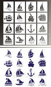 Набір багаторазових трафаретів з пластику Човни 1597 під фарбування для стін плитки та ін. Код/Артикул 172 jb_1597