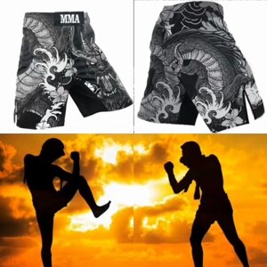 ММА чоловічі шорти із драконом, штани для тайського боксу, кікбоксинг, боксери, бойові тренування, фітнес, тренажерний