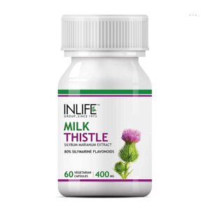 Розторопша (60 кап, 400 мг), Milk Thistle, INLIFE Під замовлення з Індії 45 днів. Безкоштовна доставка.