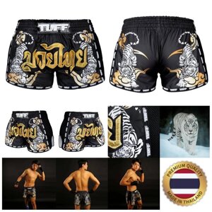 Чорні боксерські шорти для тайського боксу, ММА, кікбоксингу, білі тигрові вінтажні штани у стилі ретро з 3D-принтом