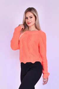 Жіночий укорочений светр вільного крою, яскраво оранжевий Код/Артикул 24 523OE