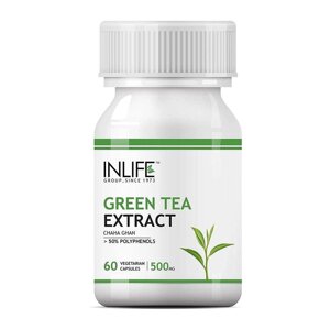 Екстракт зеленого чаю (60 кап, 500 мг), Green Tea Extract, INLIFE Під замовлення з Індії 45 днів. Безкоштовна доставка.