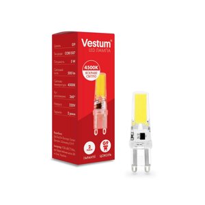 2 шт Світлодіодна лампа Vestum G9 5W 4500K 220V Код/Артикул 45 1-VS-8302