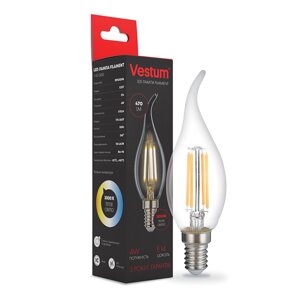 2 шт Світлодіодна філаментна лампа Vestum С35Т Е14 4Вт 220V 3000К 1-VS-2406 Код/Артикул 45 1-VS-2406