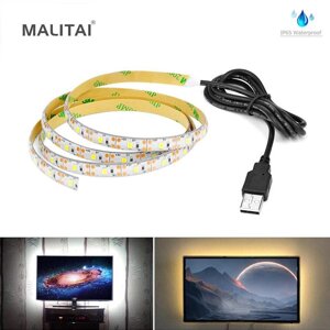 MALITAI USB 5V Водонепроникні світлодіодні стрічки 2835 SMD 0,5M-5M Задня лампа для телевізора Біла тепла гнучка Під