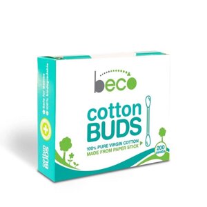 Біорозкладні ватяні палички (100 шт), Cotton Buds with Paper Stick, Beco Під замовлення з Індії 45 днів. Безкоштовна