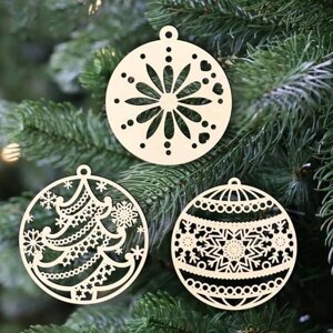 Набір прикрас на ялинку DecorPlace з дерева 11х12 см 9 шт. Код/Артикул а282