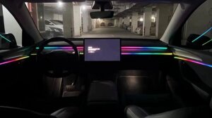 Повнокольоровий стример, автомобільне навколишнє освітлення, універсальне керування телефоном, 64 кольори, RGB