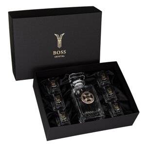 Набір для горілки СЛУЖБА БЕЗПЕКИ з графіном, 6 чарок, кришталь, золото Код/Артикул B77SBU2XGD