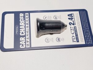 Зарядний пристрій автомобільний 2USB 2,4A (Remax) PD-C27 Код/Артикул 30 4001