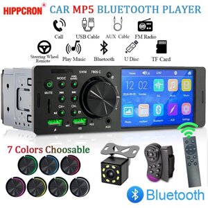Автомобільне радіо Hippcron 1 Din 4,1 дюйма із сенсорним екраном Bluetooth стерео Mp5-плеєр FM-приймач із барвистим Під