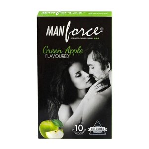 Презервативи точкові із ароматом Зеленого Яблука (10 шт), Green Apple Flavoured Condoms, Manforce Під замовлення з