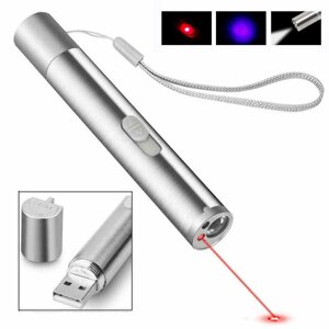 Міні 3 в 1 кішка лазерна указка іграшка USB ліхтарик УФ-світло, що перезаряджається під замовлення за 30 днів доставка