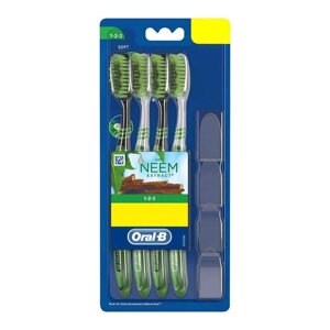 Набір м'яких зубних щіток із екстрактом Німа (4 шт), Toothbrush Soft with Neem Extract Set, Oral-B Під замовлення з