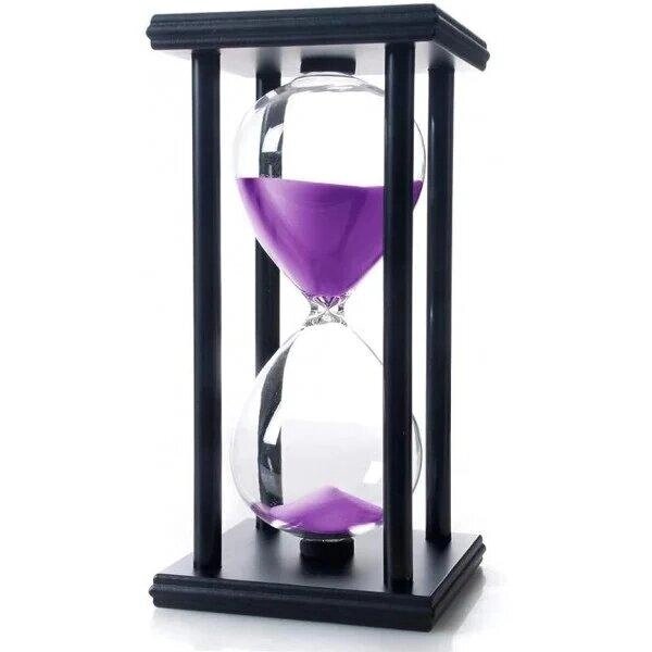 Пісочний годинник на 30 хв у чорному корпусі з  фіолетовим піском Код/Артикул 5 0340-6 від компанії greencard - фото 1