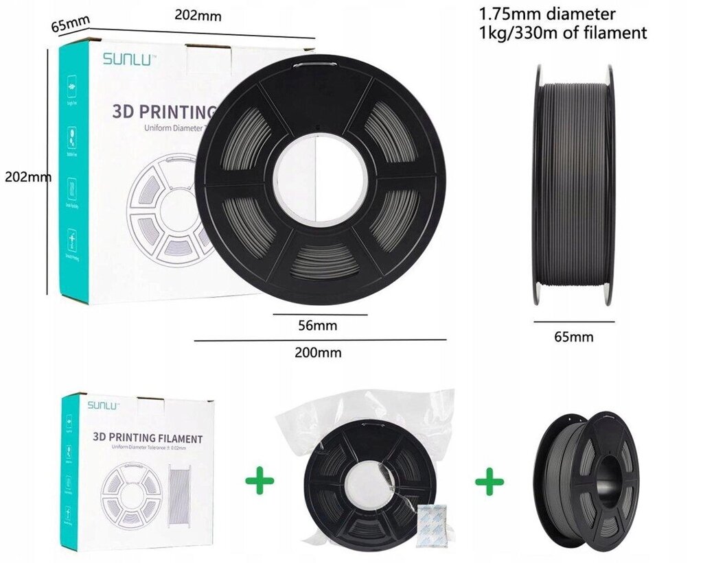 Пластик/філамент для 3D-принтера SUNLU PETG White (1.75 мм, 1 кг) Код/Артикул 57 UA3D246-White від компанії greencard - фото 1