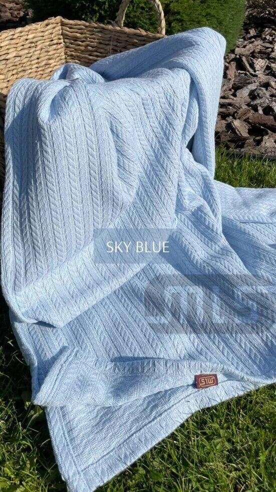 Плед-покривало "Піке" Косичка 150*220 SKY BLUE Код/Артикул 34 від компанії greencard - фото 1