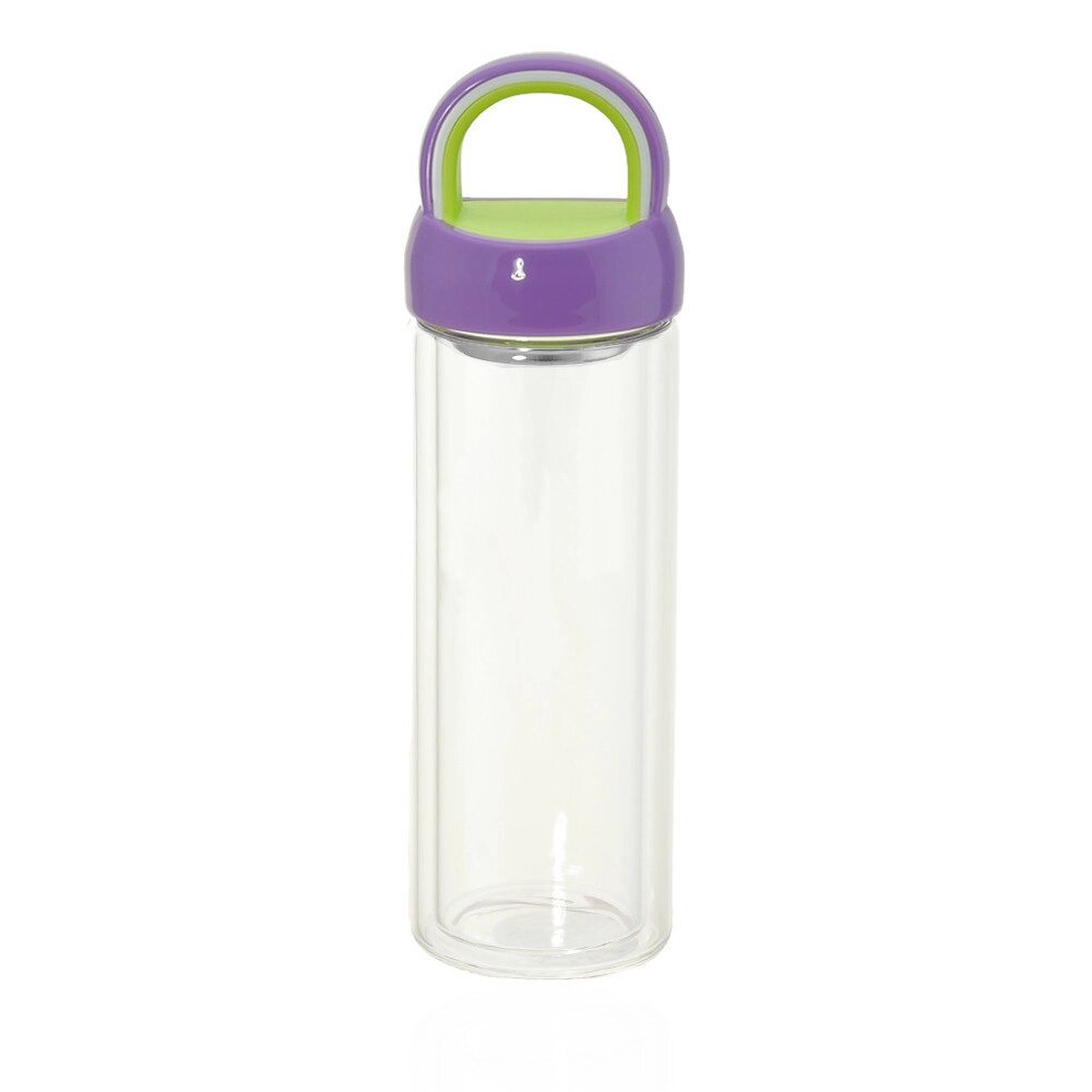 Пляшка-термос скляна із ситечком для заварювання фіолетового кольору Код/Артикул 84 AR-09.5 від компанії greencard - фото 1