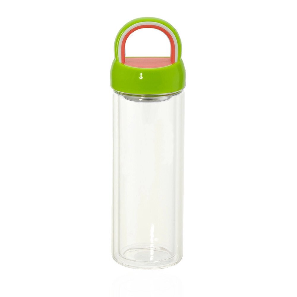 Пляшка-термос скляна із ситечком для заварювання зеленого кольору Код/Артикул 84 AR-09.4 від компанії greencard - фото 1