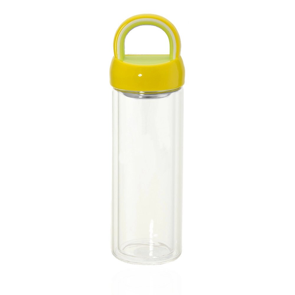Пляшка-термос скляна із ситечком для заварювання жовтого кольору Код/Артикул 84 AR-09.3 від компанії greencard - фото 1