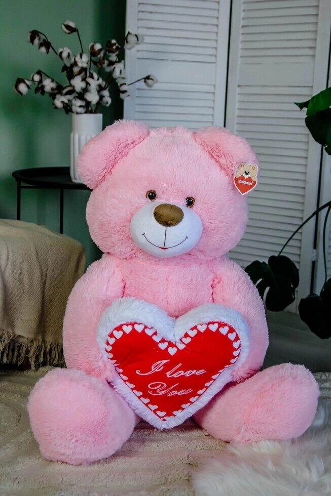 Плюшовий ведмедик Бублик з серцем, колір рожевий, висота 125 см Код/Артикул 176 78512398 від компанії greencard - фото 1
