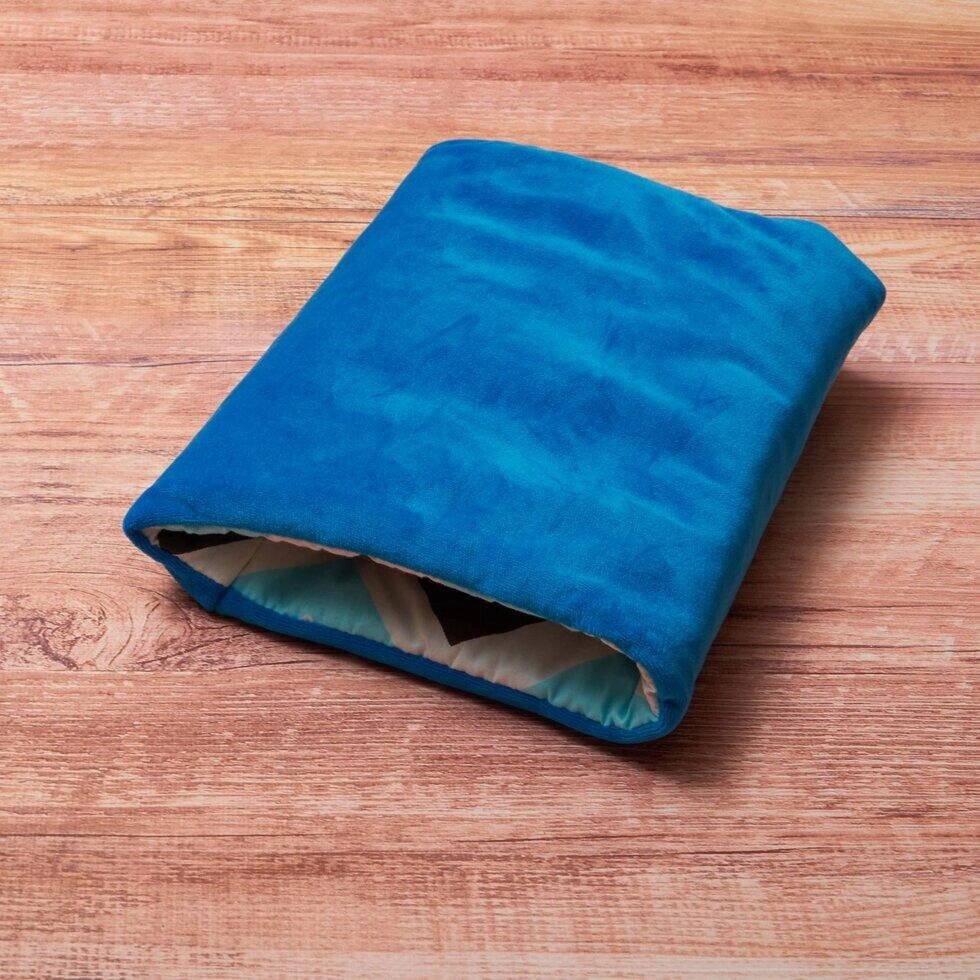 Подушка для годування та заколисування новонароджених, на руку, бавовна та плюш Minky - блакитні зигзаги Код/Артикул 81  від компанії greencard - фото 1