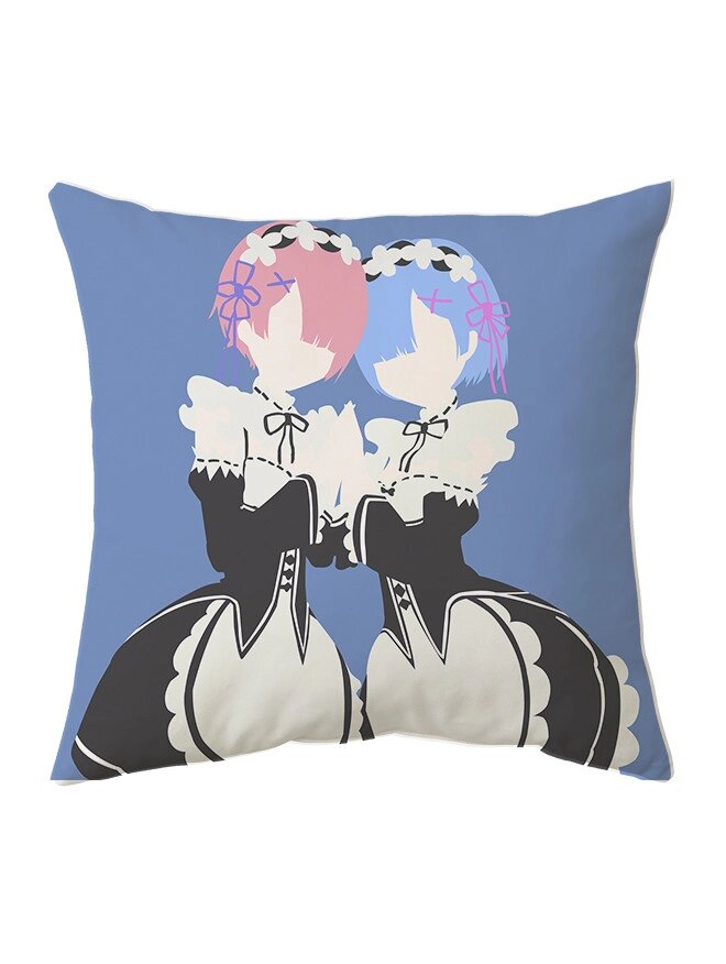 Подушка Рем и Рам аниме Re: Zero / Жизнь с нуля в альтернативном мире 40*40см Код/Артикул 65 рем_pill 01 від компанії greencard - фото 1