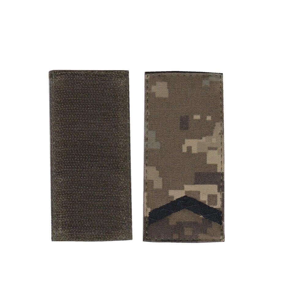 Погон старший солдат військовий / армійський шеврон ЗСУ, чорний колір на пікселі. 10 см * 5 см Код/Артикул 81 101364 від компанії greencard - фото 1