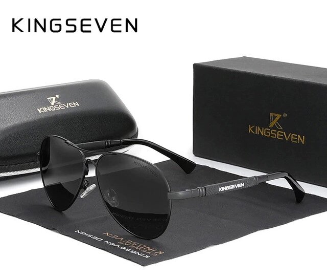 Поляризаційні сонцезахисні окуляри для чоловіків і жінок KINGSEVEN N7730 Black Gray Код/Артикул 184 від компанії greencard - фото 1
