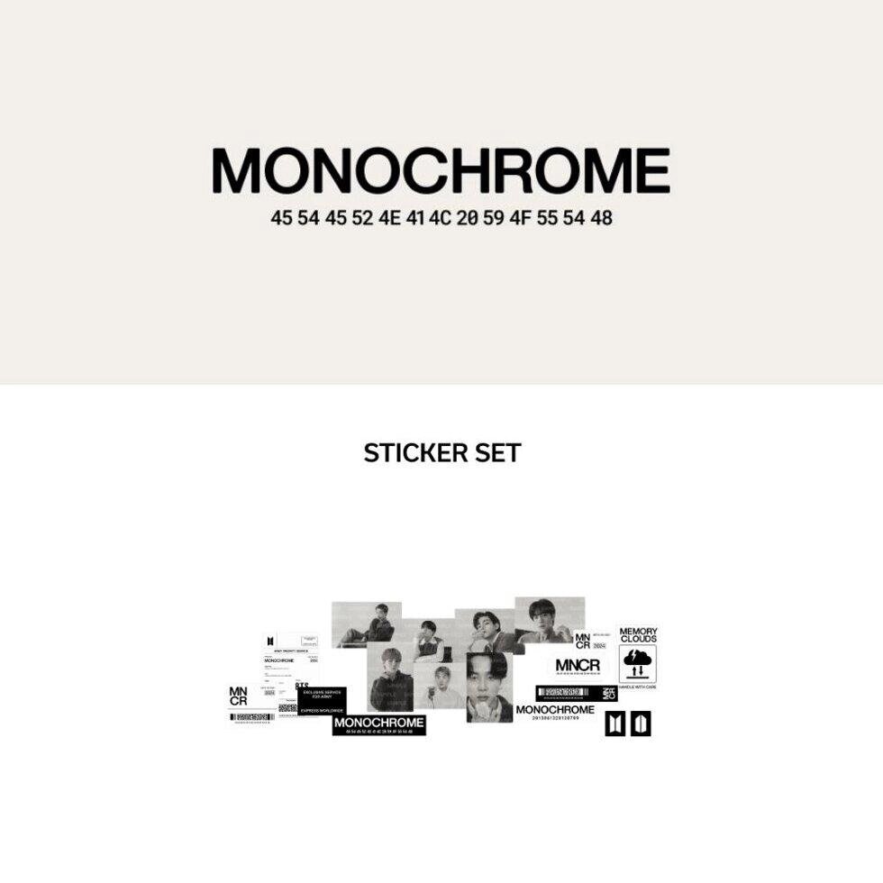 Попереднє замовлення набору наклейок BTS MONOCHROME під замовлення з кореї 30 днів доставка безкоштовна від компанії greencard - фото 1