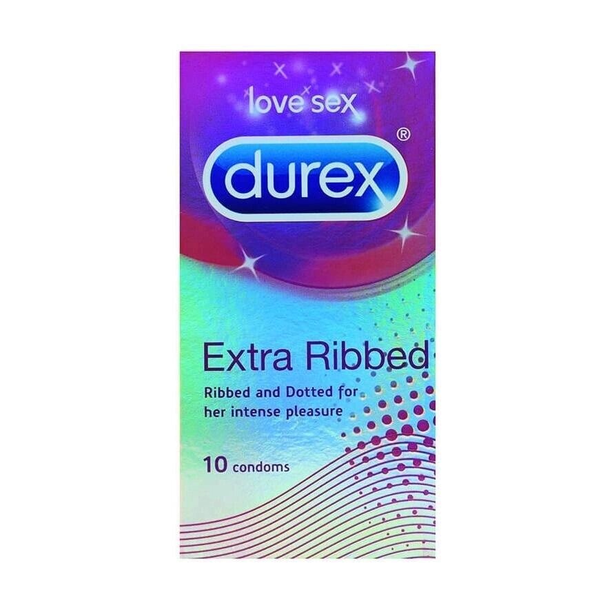 Презервативи Ребристі точкові (10 шт.), Extra Ribbed Condoms,  Durex Під замовлення з Індії 45 днів. Безкоштовна від компанії greencard - фото 1