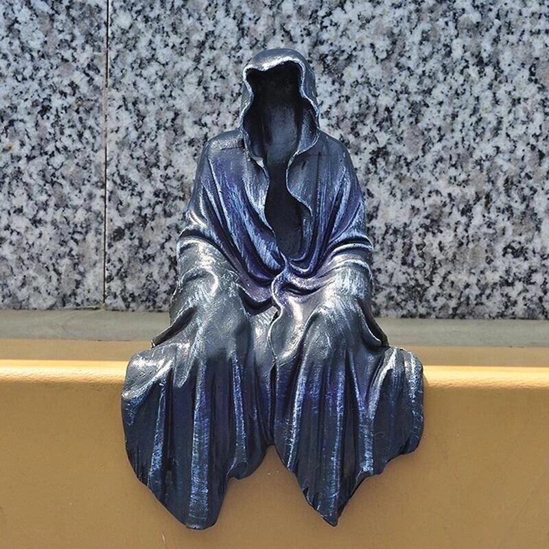 Прикраса будинку Таємничий чоловік в чорній позі Смола настільна фігурка прикраси жах привид скульптура від компанії greencard - фото 1