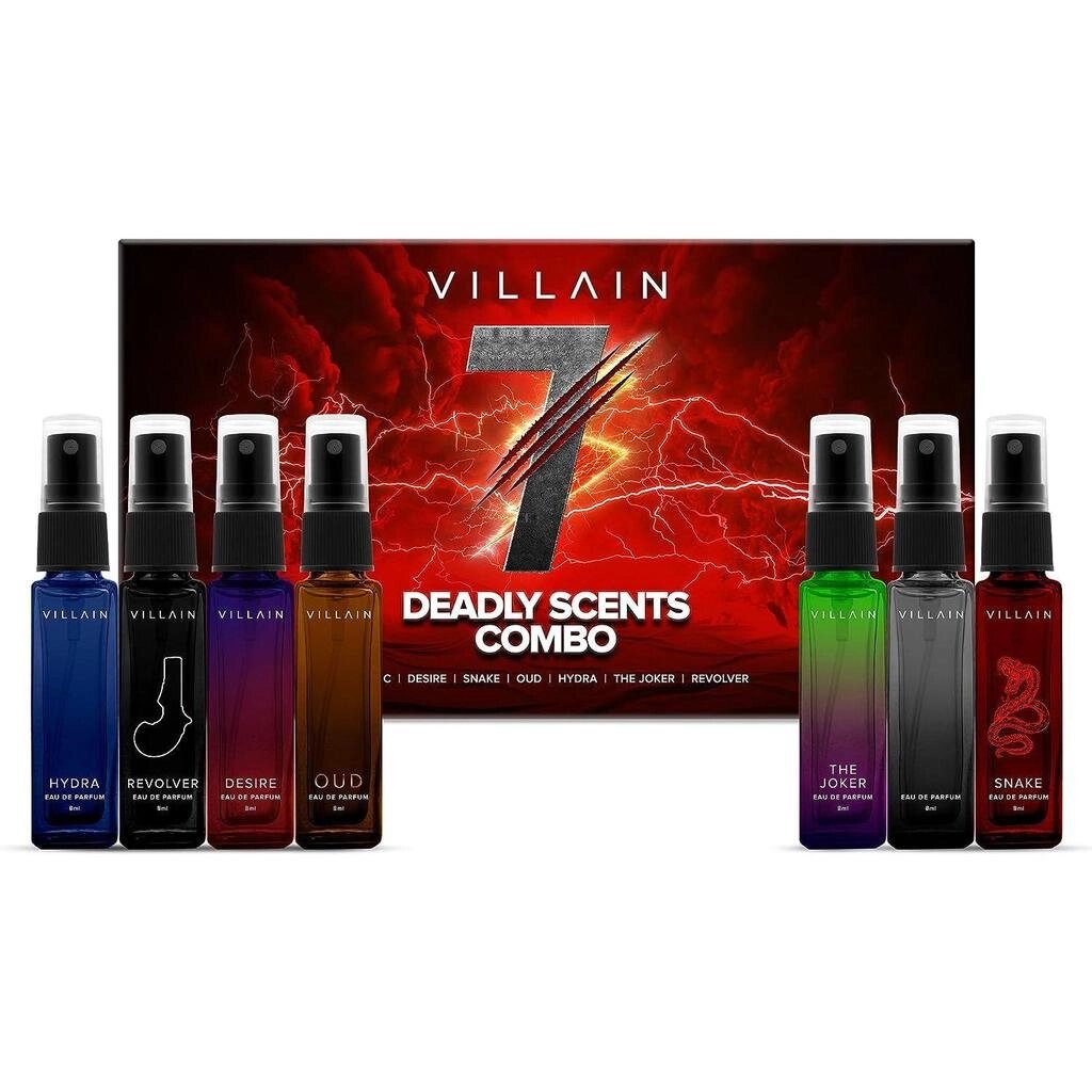 Пробна упаковка Villain 7 Deadly Scents 7 x 8 мл | Кишенькові парфуми для чоловіків | Парфумована вода | Пряний під від компанії greencard - фото 1