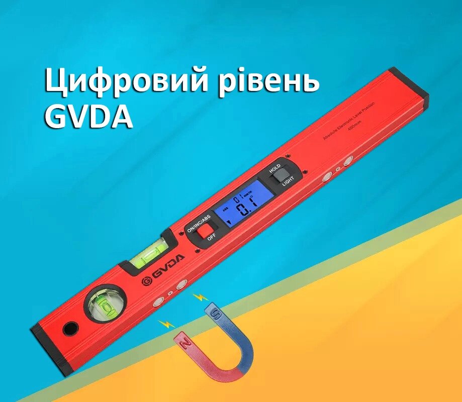 Професійний цифровий рівень GVDA GD-H400M 360° з магнітами Код/Артикул 184 від компанії greencard - фото 1