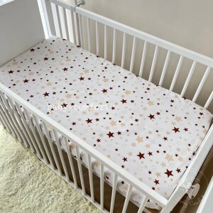 Простирадло на гумці Baby Comfort 120*60 см бязь Зірочки бежеві Код/Артикул 15