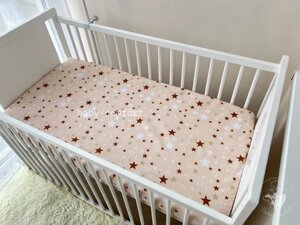 Простирадло на гумці Baby Comfort 120*60 см бязь Зірочки на бежевому Код/Артикул 15