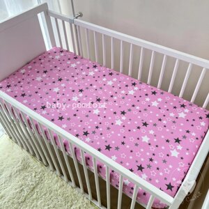 Простирадло на гумці Baby Comfort 120*60 см бязь Зірочки на рожевому Код/Артикул 15