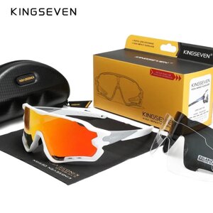 Протиударні поляризаційні сонцезахисні окуляри для велоспорту KINGSEVEN LS-911 White Red Код/Артикул 184