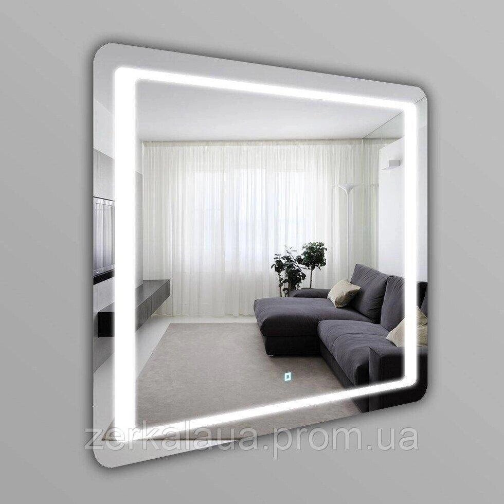 Прямокутне дзеркало з заокругленими краями без рами з фронтальною LED підсвіткою Код/Артикул 178 від компанії greencard - фото 1