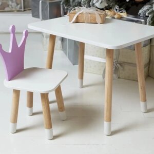 Прямокутний стіл і стільчик дитячий корона фіолетова. Столик для уроків, ігор, їжі. Код/Артикул 115 89466