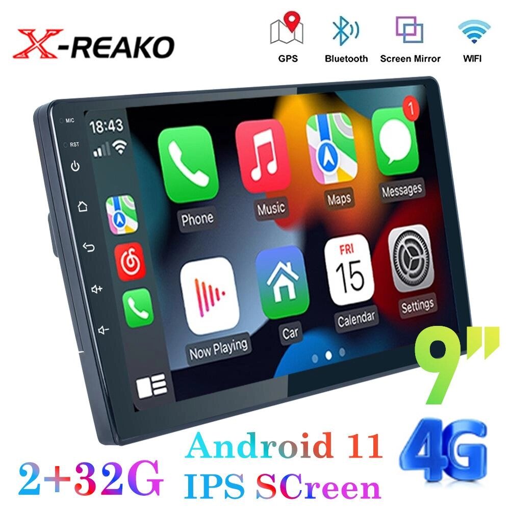 REAKOSOUND 9-дюймовий 4G DSP/RDS 2 + 32G WIFI Carplay Автомобільний мультимедійний відео Android 11 2 Din GPS Авто  Під  від компанії greencard - фото 1