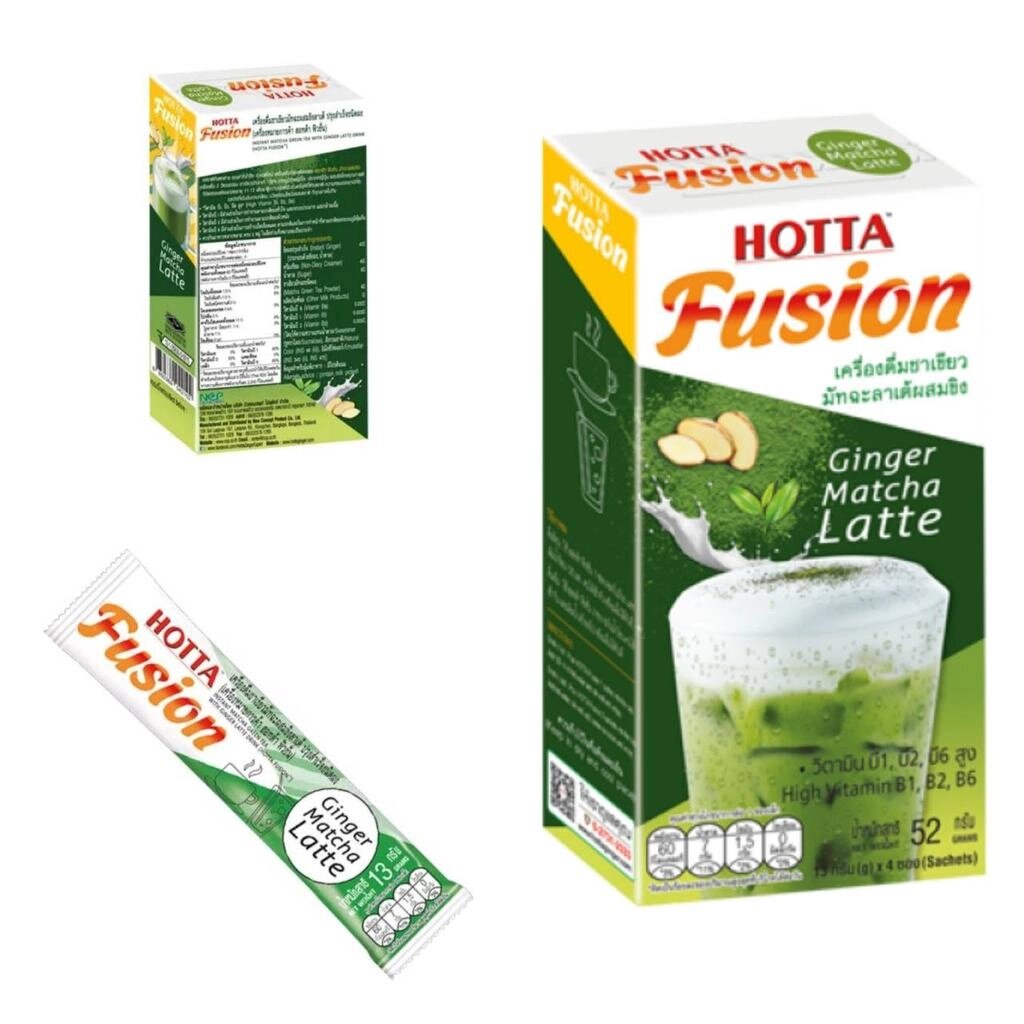 Розчинний імбирний чай Матча Латте у порошку, оригінальний напій, 100% натуральні трави, Hotta Fusion, 13 грам, 4  Під від компанії greencard - фото 1