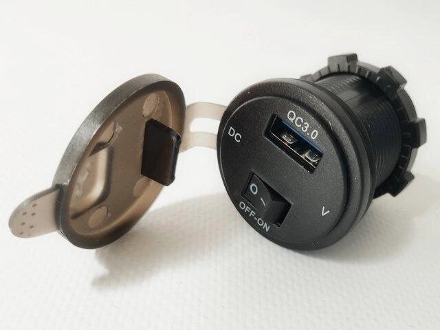 Розетка USB QC3.0 з вольтметром з кнопкою on/off P10 Green Код/Артикул 30 6674 від компанії greencard - фото 1