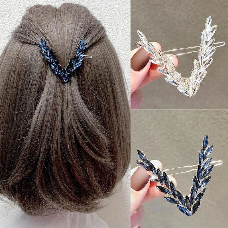 Розкішні шпильки для волосся з блискучими кристалами для жінок, корейські шпильки з V-подібною пряжкою, аксесуари для від компанії greencard - фото 1