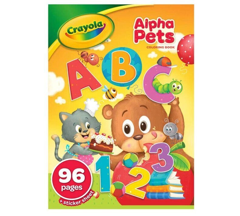 Розмальовки та наклейки Crayola Alpha Pets, розмальовка з цифрами, алфавітом Код/Артикул 75 621 Код/Артикул 75 621 від компанії greencard - фото 1